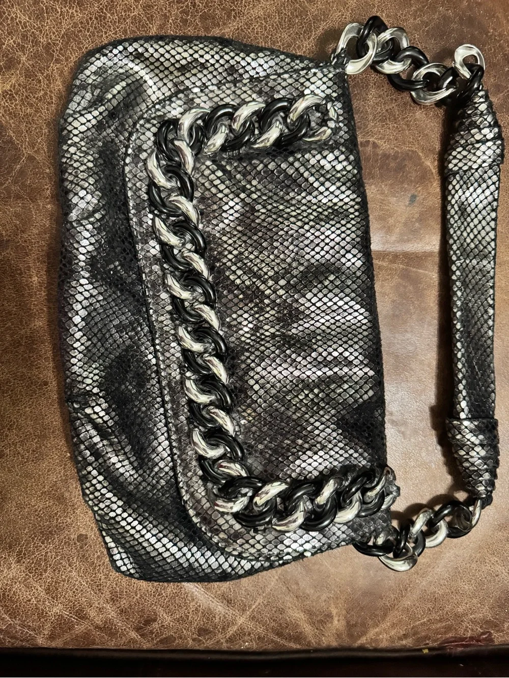 Michael Kors Metallic Black Chain Shoulder Bag